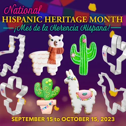 Vista 2 de Juego de 4 cortadores de galletas de llama y cactus de Ann Clark fabricados en Estados Unidos