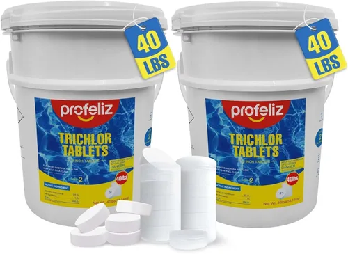 Vista 10 de PROFELIZ Tabletas de cloro para piscina de 3 pulgadas, desinfectante de spa de disolución lenta que elimina bacterias, algas, cloro estabilizado