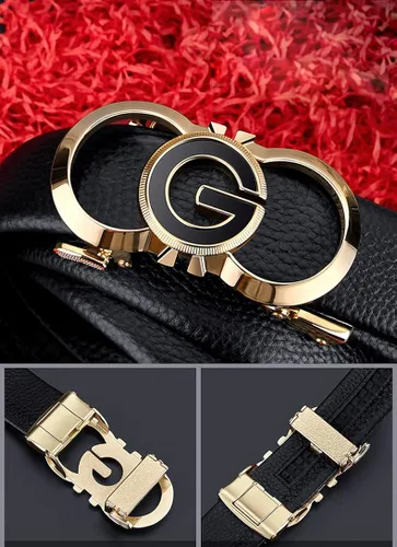 Vista 3 de Leather ratchet Belts for Men Automatic Buckle Casual Work Dress Belt with Gift Box