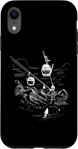 Vista 24 de iPhone 16 Ski Skiing Hobby Sport Snow Mountain Line Art Design Case