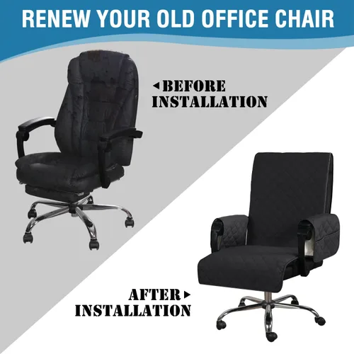 Vista 6 de H.VERSAILTEX Protector para Silla de Oficina Resistente al Agua – Funda Universal de Respaldo Alto con Hebillas Antideslizantes, Se Ajusta a Sillas