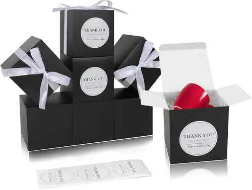 Vista 12 de COTOPHER 100 cajas de regalo pequeñas, cajas de regalo de 2 x 2 x 2 pulgadas, cajas de regalo de papel con cintas, caja de dulces para recuerdos