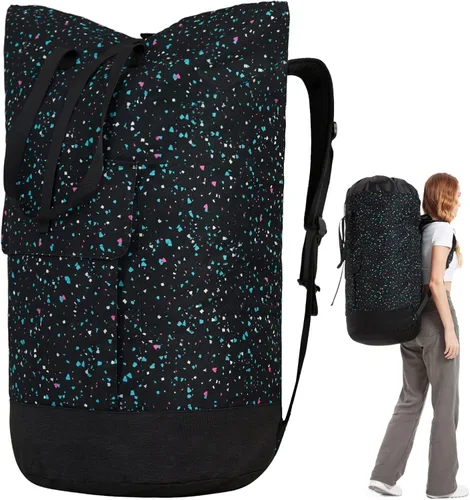 Vista 7 de Bolsa de lavandería para universidad, mochila de lavandería resistente de 115L con correas de hombro, bolsa grande para ropa sucia para dormitorio
