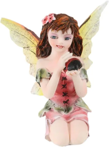 Ebros Gift Enchanted Fairy Garden - Figura de mariquita arrodillada de 3.25 pulgadas de alto, ideas de bricolaje en miniatura para el hogar jardín