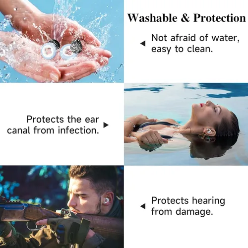 Vista 7 de Ear Plugs for Sleeping Noise Cancelling, Reusable Silicone Ear Plugs for Noise Reduction – 6 Ear Tips in S/M/L – 33dB Noise Cancelling Earplugs for