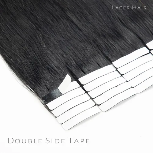 Vista 4 de Lacer Extensiones de cabello humano adhesivas de 12 pulgadas, cinta adhesiva de doble cara para extensiones de cabello de trama cutánea, 20