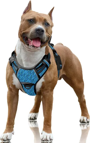 Vista 16 de BARKBAY Arnés para Perro Sin Tirones Talla Grande Arnés Reflectante para Perro con Clip Frontal y Asa de Control Fácil para Caminar Entrenar Correr