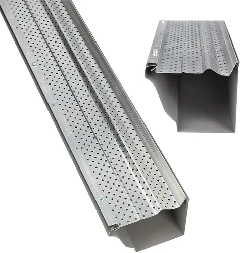 Vista 10 de Protector de canalón de aluminio A-M, 5 pulgadas (100 pies, acabado fresado)