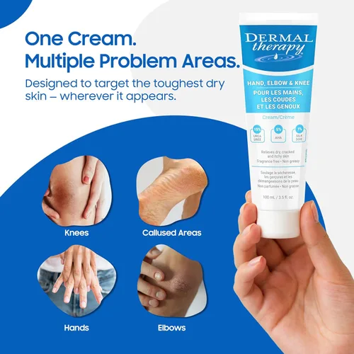 Vista 6 de Dermal Therapy Crema de manos para codos y rodillas con 15% de urea y 6% AHA, hidrata y exfolia profundamente la piel seca y agrietada en manos