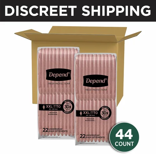Vista 2 de Depend Fresh Protection - Pañales para adultos, ropa interior para incontinencia y fugas de vejiga posparto para mujer, desechables, máximo, extra