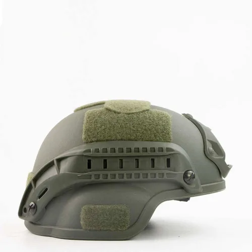 Vista 4 de Casco Airsoft Mich 2000 táctico con protección para los oídos, montaje NVG frontal y riel lateral