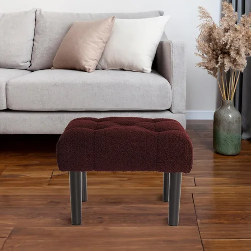 Vista 121 de HOUCHICS Taburete acolchado de piel, pequeño reposapiés otomano con patas de madera, moderno reposo rectangular para sala de estar, sofá, escritorio