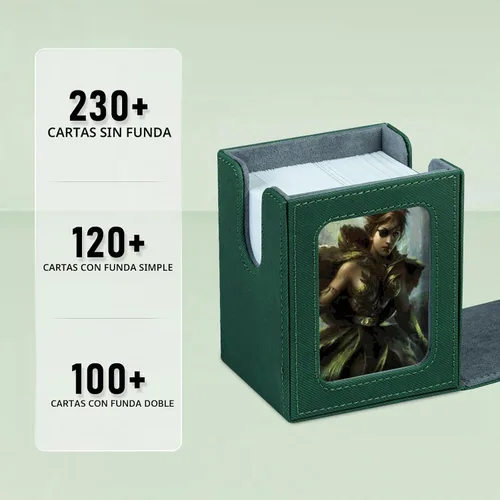 Vista 2 de Mtg - Caja de cubierta para MTG con pantalla Commander para más de 100 tarjetas de doble funda, caja de almacenamiento de tarjetas magnéticas