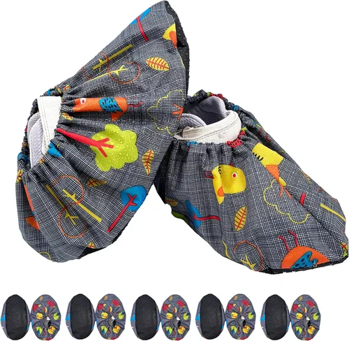Vista 7 de 5 pares de fundas para zapatos para niños, reutilizables, antideslizantes, lavables, a prueba de polvo, duraderas, impermeables, cubiertas