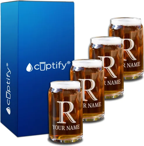 Vista 9 de Cuptify Juego de 4 vasos de 4 vasos con letra inicial B grabada con monograma de 5 onzas para hombres, inauguración de la casa y bodas