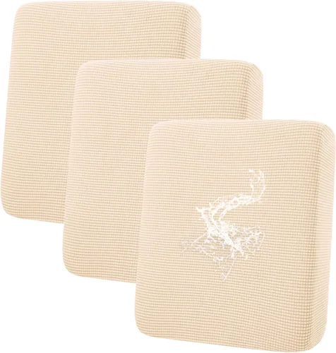 Vista 56 de hyha - Fundas de cojín impermeables para sofá modular, fundas de cojín de sofá en forma de L, tela jacquard gruesa, funda de diván con parte Beige