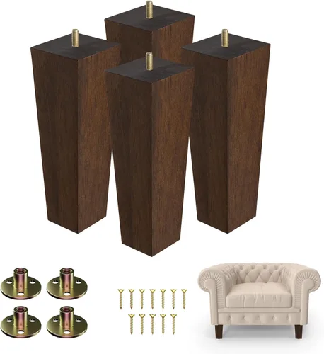 Vista 14 de Yes4All Juego de 4 patas de muebles de madera redondas de 6 pulgadas, pies de repuesto ajustables para sofá, cama, cómoda y otomanas, patas cónicas