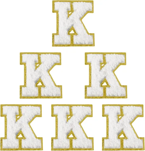 Vista 153 de 6 piezas de parches de letras de chenilla autoadhesivas, parches de letras preppy de 2 pulgadas para bolsos, ropa y sombreros, grandes pegatinas