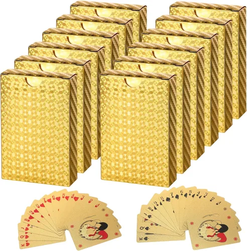 Vista 8 de Zubebe Paquete de 12 cartas de juego impermeables de plástico, baraja de cartas de póquer de diamante, lavable, flexible, para regalos de fiesta