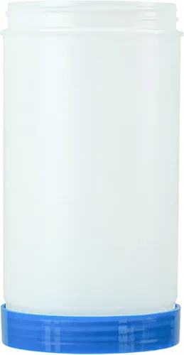 Vista 13 de Restaurantware Botella de plástico de 1 cuarto de galón de almacenamiento con boquilla azul y tapa, botella de almacenamiento de barra, 3 1/2 x 3