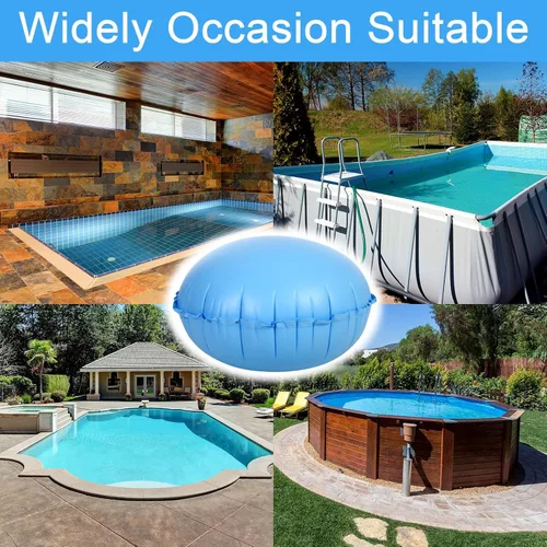 Vista 7 de Hungdao 2 almohadas de piscina para sobre el suelo de 4 x 4 pies, cubierta de globo, para invierno, inflable, redonda, para piscina, accesorios