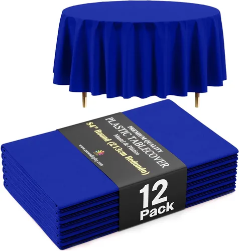 Vista 41 de Exquisite 66% Thicker Premium Aqua Round Tablecloth 0.5 Mil 6 Pack Plastic Table Cloth Disposable 84 Inch Round Plastic Tablecloth Won't Tear Easily
