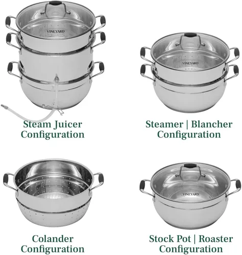 Vista 4 de Victorio VKP1150 – Juguera a vapor de acero inoxidable con tapa de vidrio templado