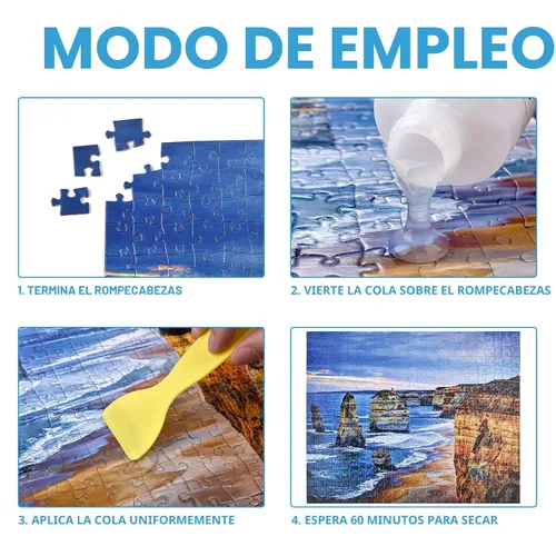 Vista 3 de YAKAMOZ Pegamento transparente para rompecabezas con aplicador de precisión, no tóxico, de secado rápido y soluble en agua para rompecabezas