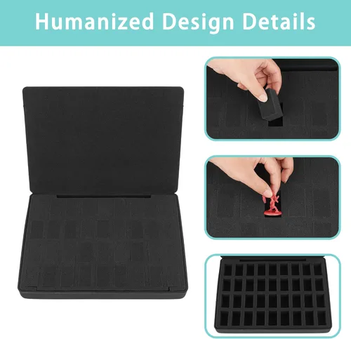 Vista 4 de Caja de figuras miniatura de EVA dura, funda de transporte de 36 ranuras, capa de espuma previamente ranurada compatible con DND y todas