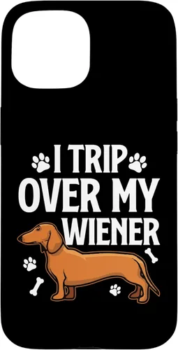 Vista 6 de iPhone 16 I Trip Over My Weiner - Carcasa divertida para dueño de perros con perro salchicha Weiner