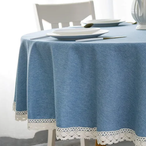 Vista 17 de EHouseHome Mantel de lino sintético con ribete de encaje, impermeable, a prueba de derrames, resistente a las manchas, sin arrugas, a prueba
