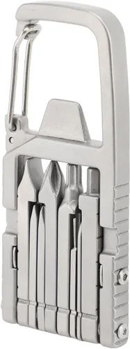 Vista 2 de Llavero multiherramienta 13 en 1, punta de destornillador plegable, mini herramienta multiherramienta abrebotellas, herramienta de bolsillo portátil