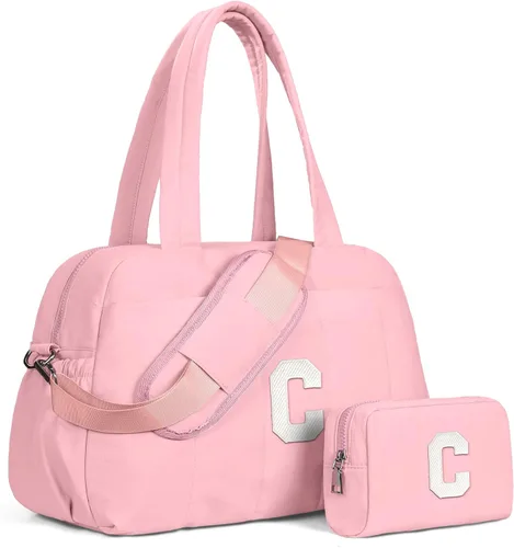 Vista 218 de Bolsa de lona Vogewood, bolsas personalizadas de fin de semana para mujer, bolsas de viaje con estuche de maquillaje, regalos de cumpleaños, Beige