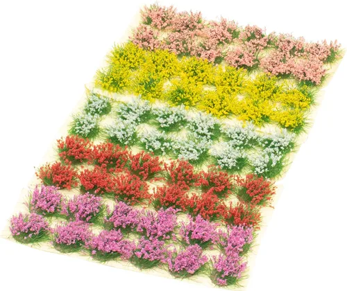 60 unidades de racimo de flores coloridas en miniatura autoadhesivas para grupos de vegetación de flores, mechones de césped estático para tren,