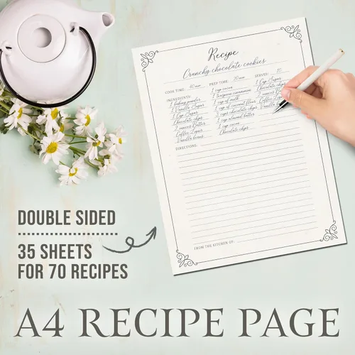 Vista 3 de Libro de recetas para recetas propias para entretener y deleitar: Carpeta de 3 anillos 8.5x11 página completa con fundas protectoras transparentes