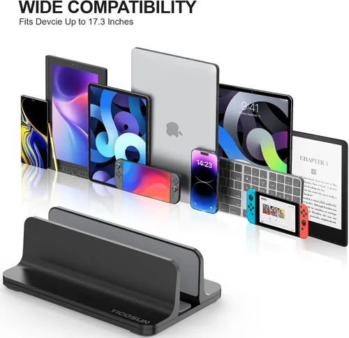 Vista 7 de Soporte vertical para computadora portátil para escritorio: soporte de escritorio de aluminio con base ajustable - Se adapta a todos