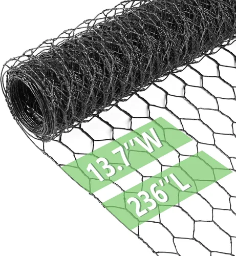 Malla de gallinero de 13.7 pulgadas x 236 pulgadas, red de alambre para aves, malla hexagonal galvanizada, cerca barrera de jardín para cercado de