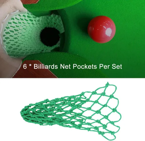 Vista 2 de Bolsillos de malla de billar, 6 unidades/juego de accesorios para mesa de billar, accesorios de nailon para billar, bolsa de red de repuesto