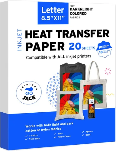 Vista 9 de Printers Jack Papel de transferencia de calor termoadhesivo para tela oscura, paquete de 20 unidades de 11 x 17 pulgadas, papel de transferencia