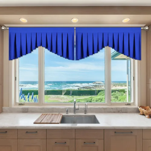 Vista 25 de Cenefas para ventanas de ventana beige para sala de estar, cenefa opaca con bolsillo para barra para cocina, paquete de 1
