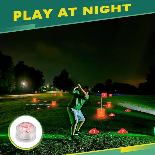 Vista 5 de Golf Yard Bucket Games, 6 Holes Bucket Backyard Golf Game Set with LED Light and Flags for Adults & Kids Indoor Outdoor, Golf Practice Gift for