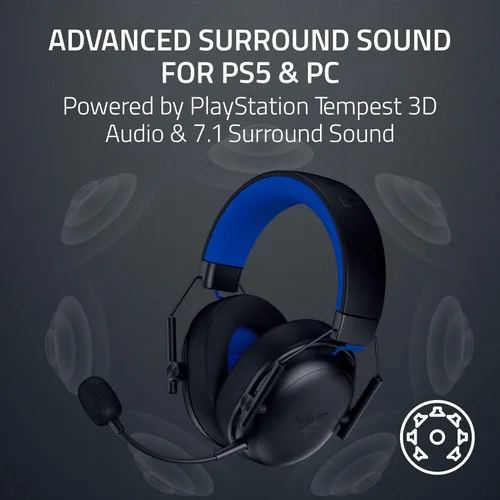 Vista 6 de Razer BlackShark V3 X HyperSpeed Wireless Gaming Headset for PS5: 50mm Drivers - Cardioid Mic - 2.4 GHz, Bluetooth - Works with PC, Mac, Nintendo