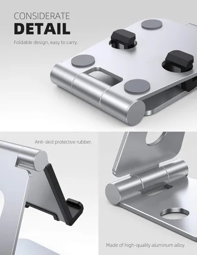Vista 6 de Soporte multi-ángulo portátil para Nintendo Switch Tablet y Smartphone Plateado