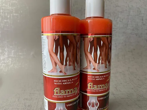 Paquete de 2 Flamaxin 16 oz Varices Araña Crema de Indias Castaño Piernas Vasijas Venas Moretón Árnica Varices en las venas