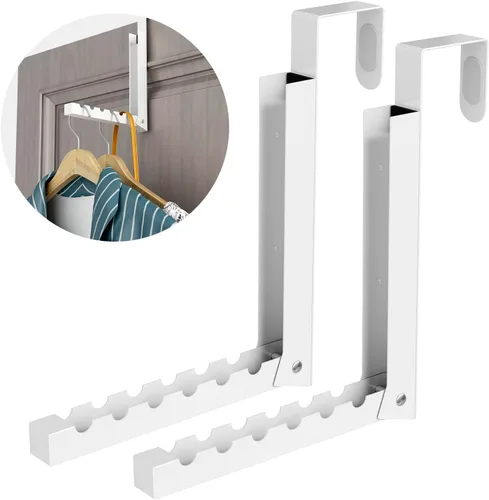 Vista 6 de ZMBESUP Perchero plegable para colgar sobre la puerta, perchero plegable para colgar en interiores, espacio pequeño, plegable, portátil, gancho Negro