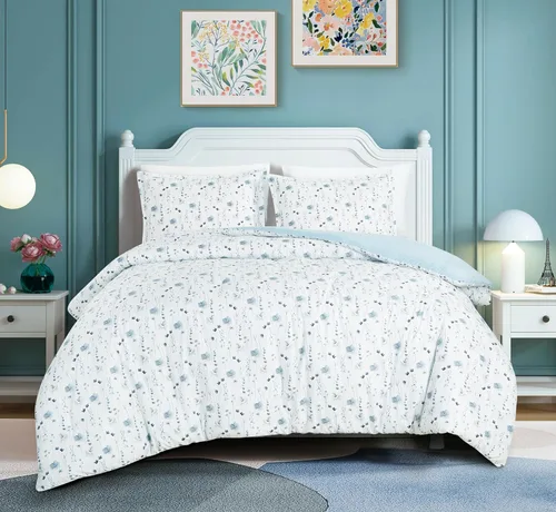 Vista 16 de Chezmoi Collection Azura Juego de Edredón Floral de 2 Piezas Tamaño Individual - Juego de Ropa de Cama de Microfibra Estampada Ligera Multicolor
