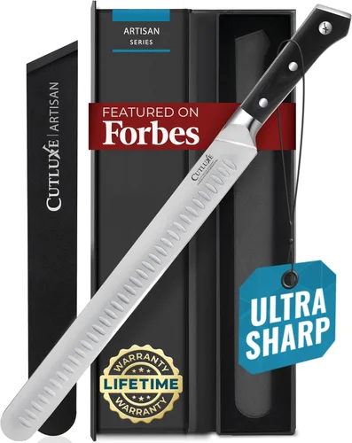 Vista 8 de Cutluxe Juego de Cuchillos para Barbacoa – Cuchillo de pechuga de 12" y varilla de afilado de 10", juego de cuchillos de carnicero para cortar carne