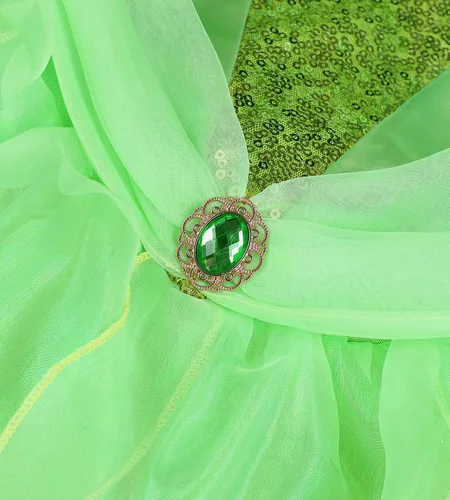 Vista 3 de TYHTYM Tinkerbell - Disfraz de hada verde para niñas pequeñas, disfraz de Halloween con alas de mariposa