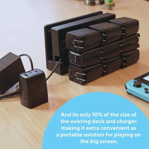 Vista 3 de GENKI Global Covert Dock para Nintendo Switch - Base ultra portátil y cable USB-C 3.1 para acoplamiento y carga de TV, 3 adaptadores regionales