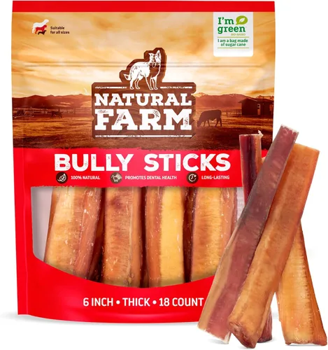 Vista 10 de Natural Farm Palitos gruesos sin olor (6 pulgadas, 5 unidades) masticables para perros totalmente naturales de larga duración, 100% pizza de carne